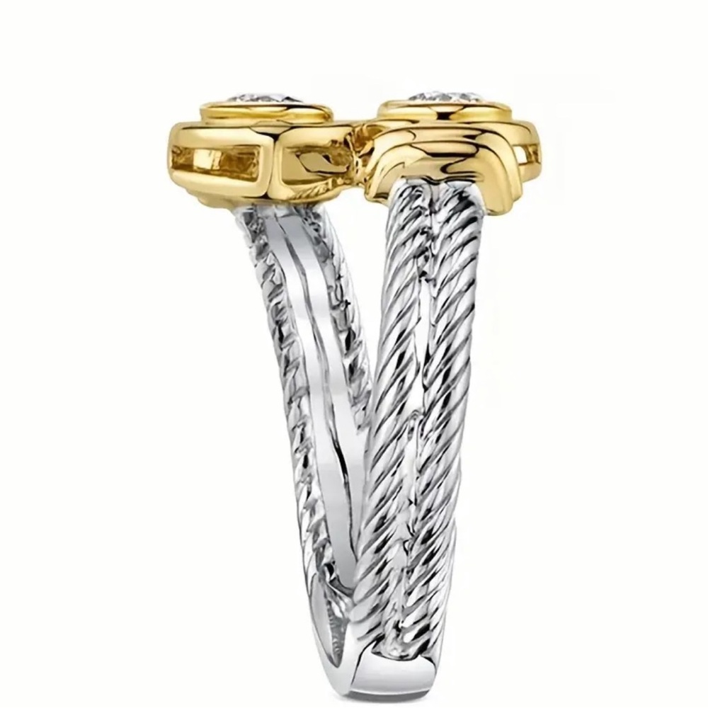 14K Silver & Gold Cubic Zirconia ring size 6 & 8 - Picture 2 of 3